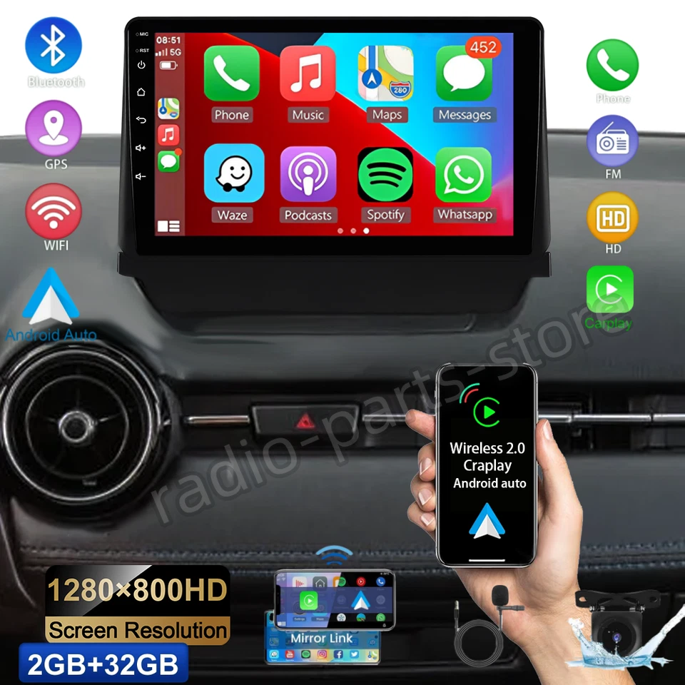 For Toyota Yaris iA 2017-2018 Android Auto fit for Apple Carplay 2G+32G GPS - Image 2 of 4