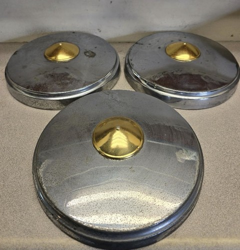 3 Opel Rekord P1 P2 Chrome Wheel Cap Hub Cap 13" Original