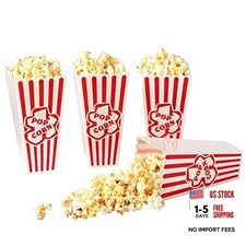 Plastic Popcorn Containers Red White Striped Retro Style Reusable 6 Pack