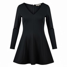 LOFT Mini Dress Size 00P Petite Fit N' Flare Skater Long Sleeve Ponte Knit Seam
