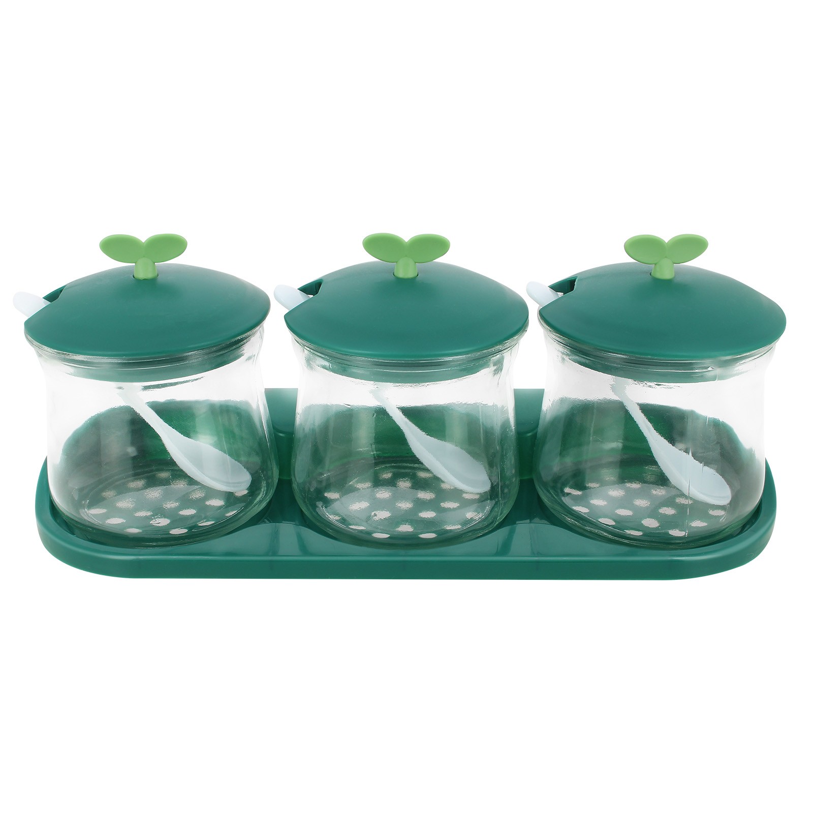 Bocaux à épices en verre hermétiques lot de 3 avec socle anti-dérapant