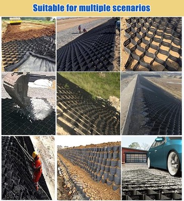 HDPE Planting Grass Slope Protection High Strength Geocell 8.2x13.1Ft Black