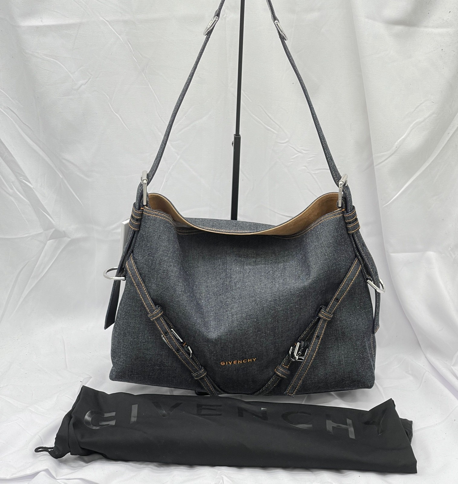 Givenchy Womens Voyou Medium Shoulder Bag Denim Blue