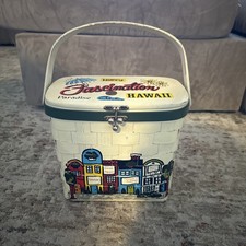 Vintage Caro-Nan Basket Weave Purse Quilted Lining Signed Hand Painted EUC 1975