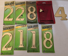 Lot 9 Cole 1, 2, 8, 7, 4 Brass House Mailbox Address Numbers New Used Various