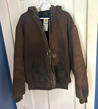 Carhartt J140 BRN Brown Hooded Zip-Up Work Jacket Men s Size L