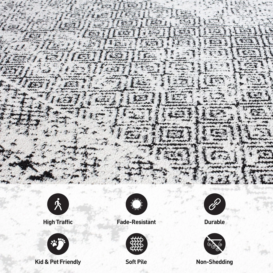 Bohemian Distressed Border Stain Resistant High Traffic Living Room Kitchen B... - Image 4 of 4