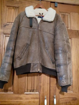 vintage leather bomber jacket men xl