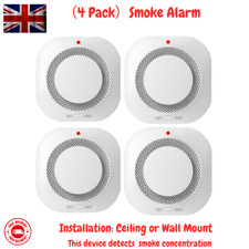 4 Pack Smoke Alarm Fire Protection Home Security System Battery Operated Alarm