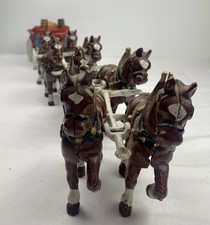 Vintage Cast Iron 8 Horse Team With Wagon and Barrels