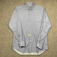 CANALI 1934 Shirt Mens 16 41 Blue Geometric Button Up Long Sleeve Italy