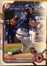 George Valera Autographed 1st Bowman Card Cleveland Guardians
