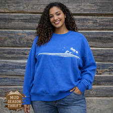 Fat Face Ocean Graphic Blue Crewneck Sweatshirt, Women Size 18