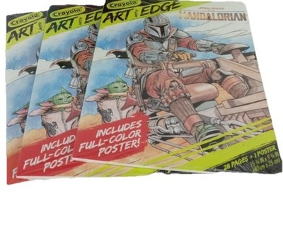 Crayola Art With Edge Star Wars The Mandalorian 28 Pages 1 Poster New! Lot Of 3