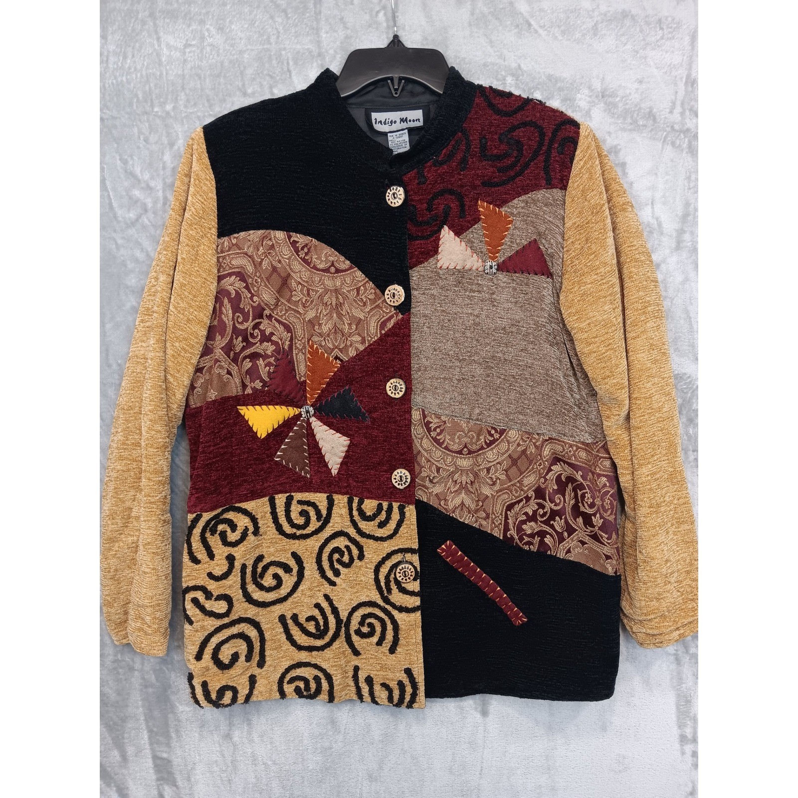 Indigo Moon Sz S Womens Tweed Patchwork Button Fr… - image 1