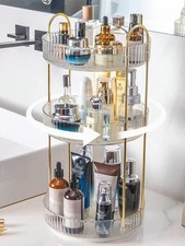 3 Tier Rotating Makeup Organizer Elegant Vanity Storage for Cosmetics Skincare