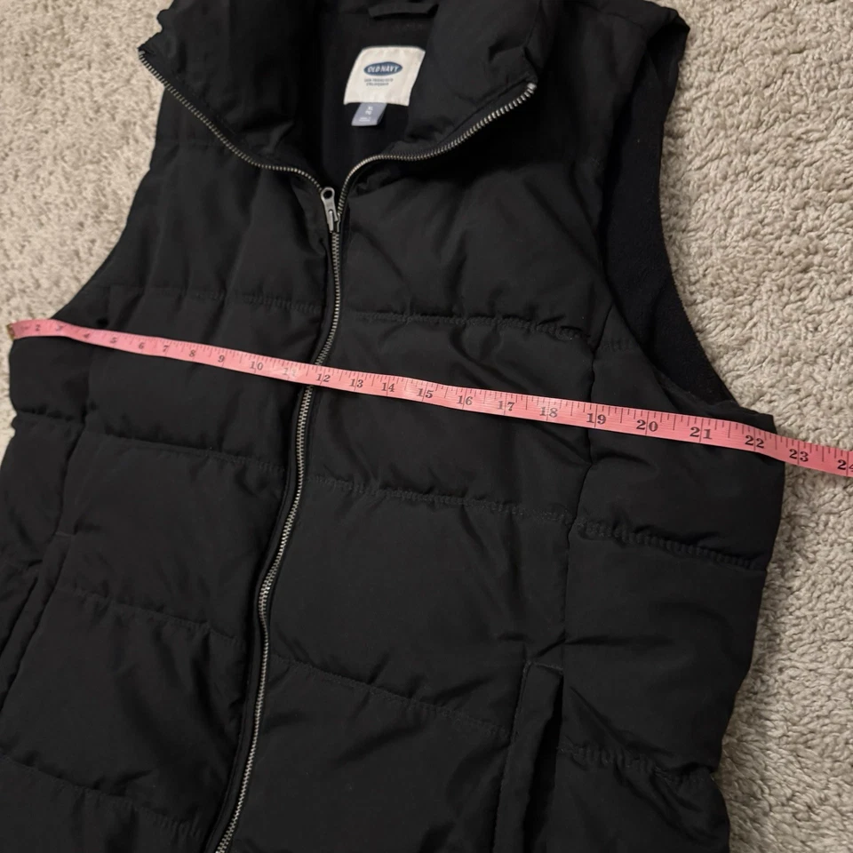 Chaleco acolchado azul marino antiguo sin escarcha para mujer XL forrado de lana negro al aire libre Foto 4 de 4