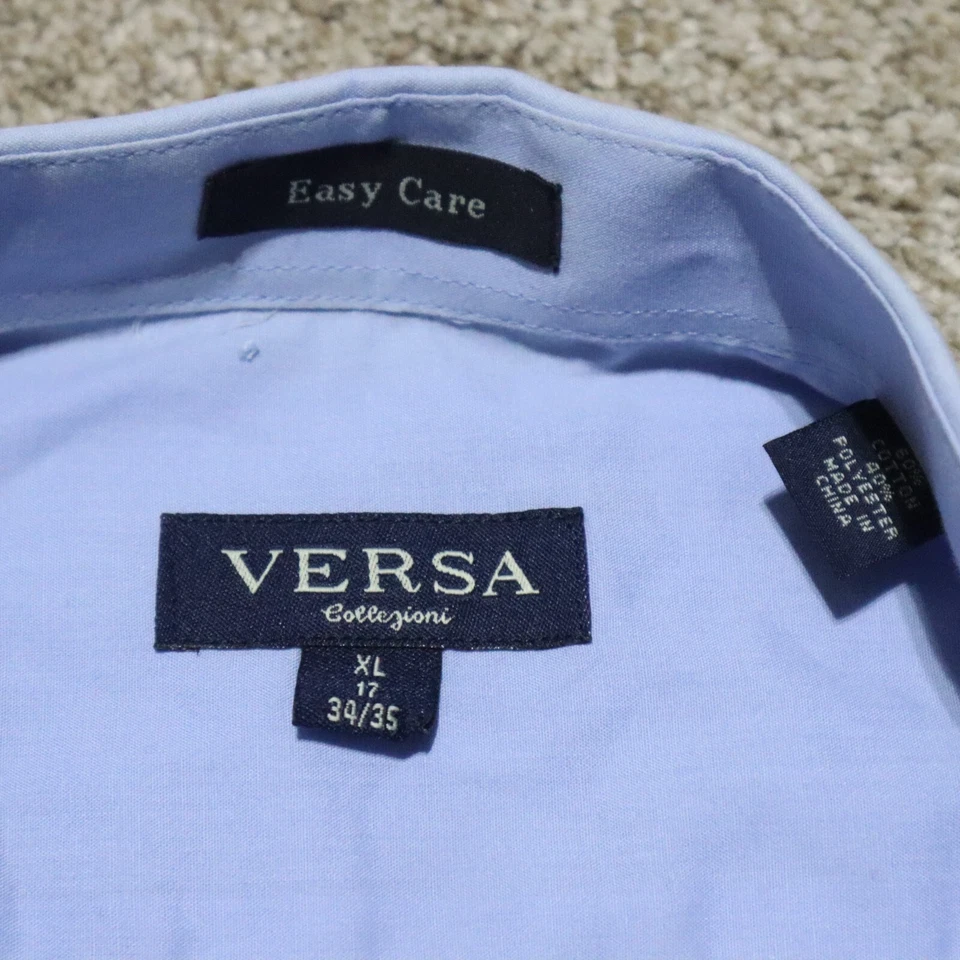 Camisa de vestir Versa azul manga larga abotonada fácil cuidado para hombre talla XL 17 34/35 Foto 3 de 4