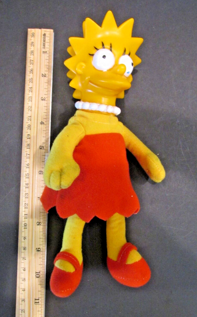 Vtg 1990 Lisa Simpson Plush Doll Hard Plastic Head Twentieth