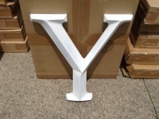 Monogram Alphabet Letter Plaque Large Y White Wooden Wall Art Hanging