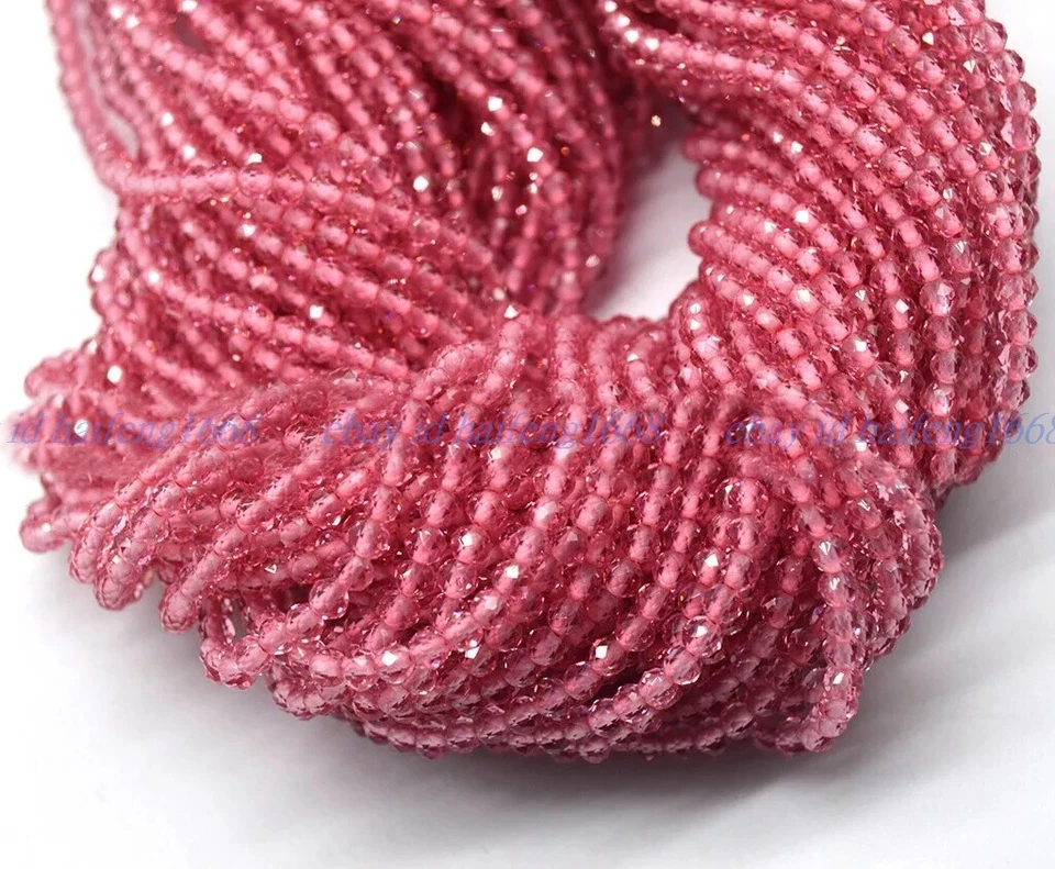 10-Stränge 3mm Natürliche Rose Zirkon Runde Edelstein Lose Perlen 15 Zoll - Bild 3 von 4