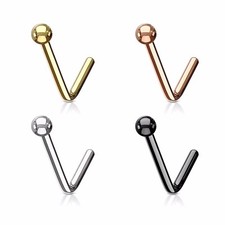 Nose Ring Stud Round Top I.P Surgical Steel L Bend Shape 20G 18G 6MM 4 Colors