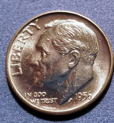 1956 D Roosevelt Dime Brilliant Uncirculated from an original BU roll - 35 sold