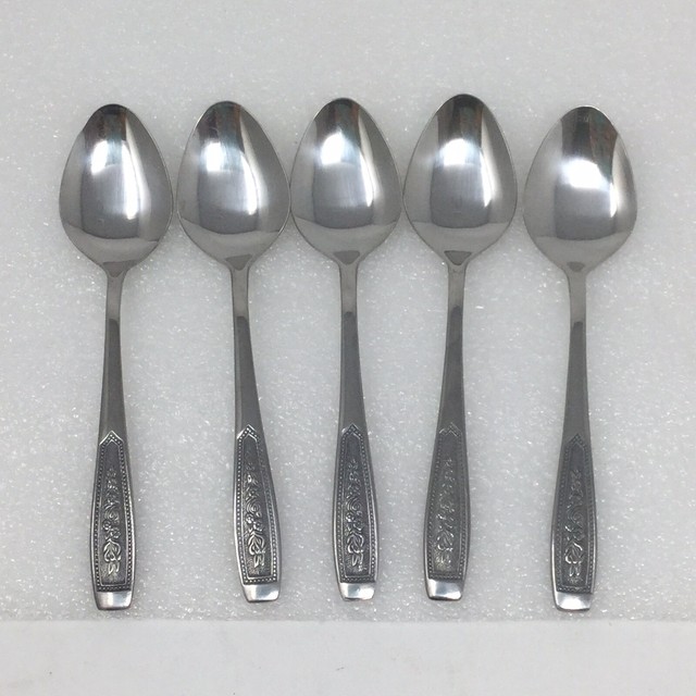Imperial Stainless Flatware Lot Of 5 Spoons Vintage Floral Rose Flower