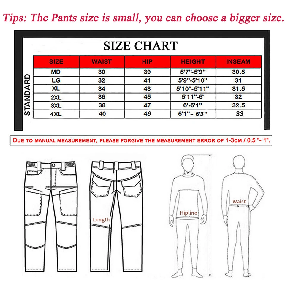 Mens Cargo Pants Tactical Waterproof Work  Outdoor  Hiking Combat Trousers US - Image 3 of 4