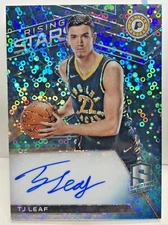 TJ Leaf 2017-18 Panini Spectra Neon Blue Prizm RC Autograph Auto #d 22/49 PACERS