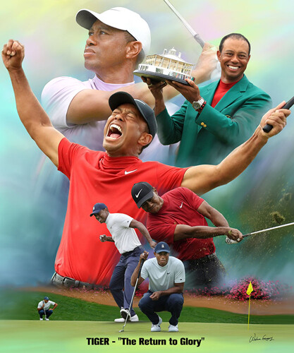 Tiger Woods RETURN TO GLORY Masters 2019 Historic PGA Golf 20x24