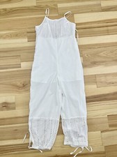 White Eyelet Jumpsuit With Side Zip S