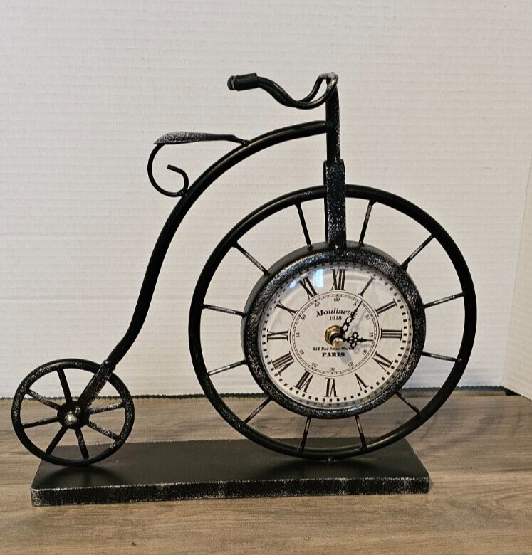 Moulinette Distressed Metal Mantle Bicycle Clock 10