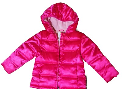 Cute Toddler Girls Size 3T Healthtex Hot Pink Zip Up Jacket/Coat with Hood
