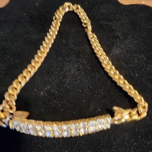 Vintage Women's Boot Jewely Goldtone with Clear Gems 13 inches Avon Tag