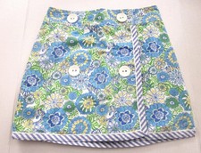 LILLY PULITZER Womens Blue Green Button Wrap Zebra Floral Above Knee Skirt Sz 4