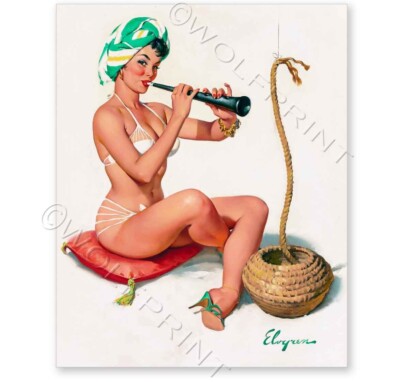 ''Charming Trick'' 1961s Elvgren Vintage Style Pin-Up Poster  8x10