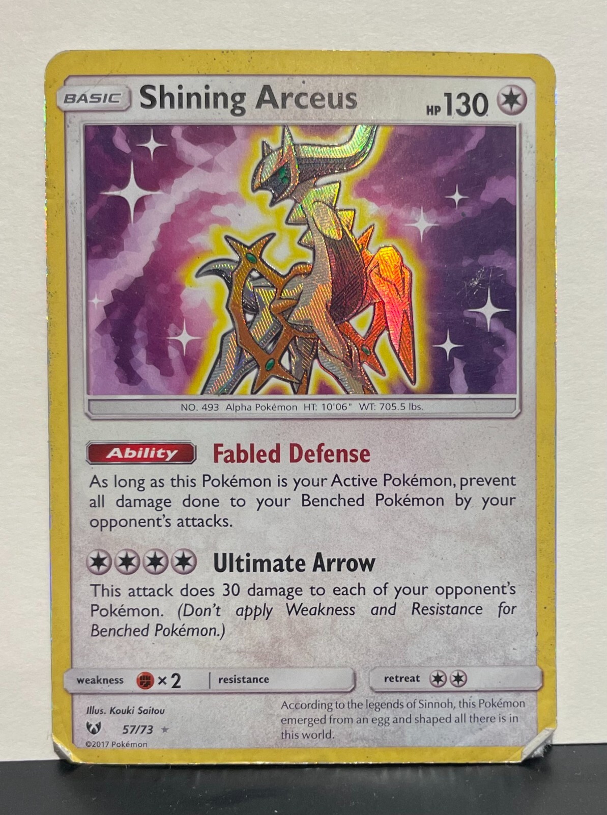 Shining Arceus - 57/73 - Pokemon Shining Legends Sun & Moon Ultra Rare Card NM
