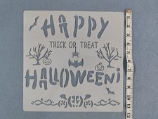 NEW HAPPY TRICK OR TREAT HALLOWEEN STENCIL REUSABLE  DURABLE PLASTIC SPIDER