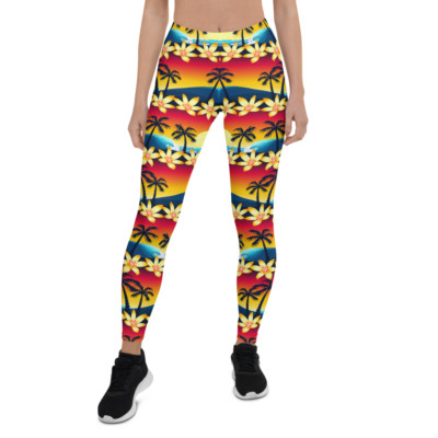 Summer Leggings, Beach Pants, Ocean Leggings, Beach Leggings, Sea Waves Leggings