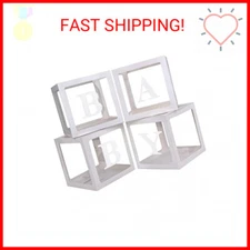 Baby Boxes with 4 PCS Letters for Baby Shower White Clear Balloon Box Blocks Gen