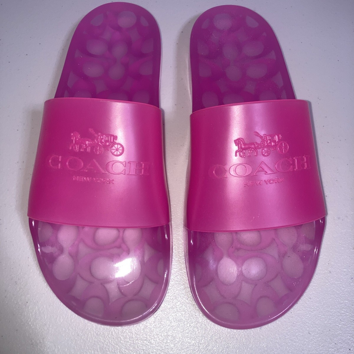 Coach Womens Ulyssa Women's Rubber Jelly Slide Sandals Bold Pink Size 10  New | eBay