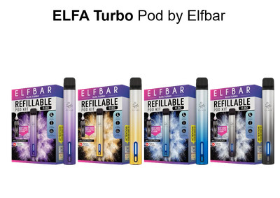 Elfa Turbo Elfbar Akku Kit 550mAh Akku 18W 2ml USB C 0,8 Ohm Meshcoil