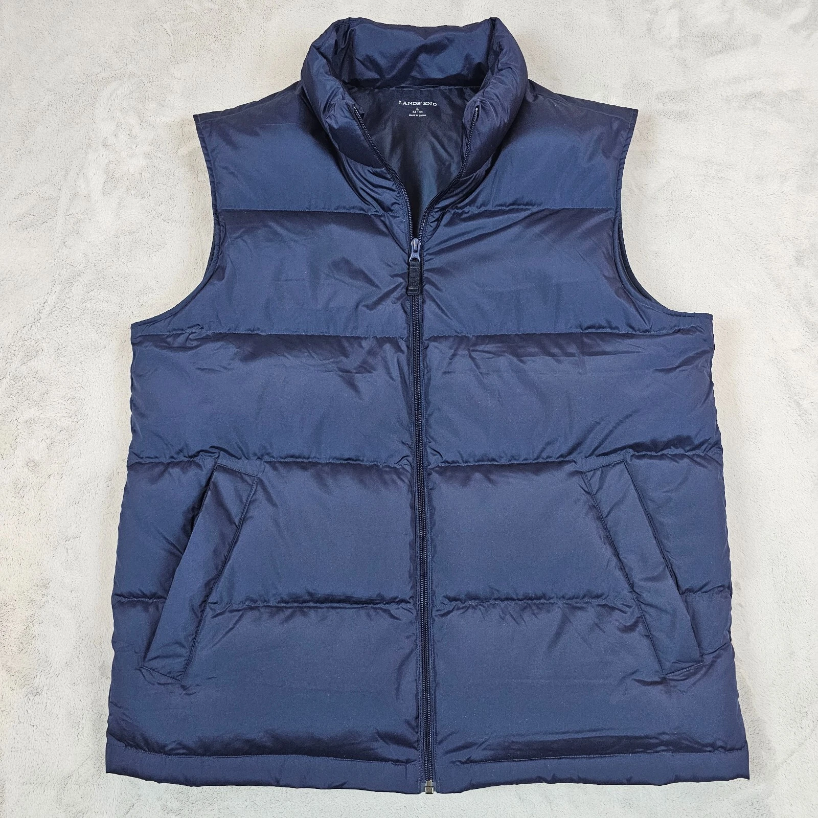 Lands End Down Puffer Vest Mens Large Blue 650 Fill Goose Duck LL Bean Gorpcore