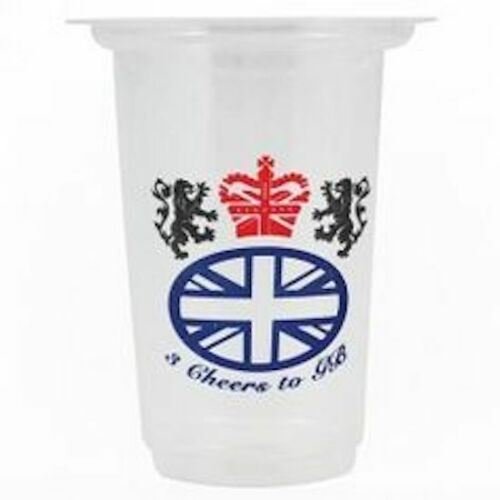 GB - Great Britain Plastic Half Pint Glasses Royal Coronation, Sports Pack of 20 - Picture 1 of 2