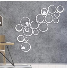 24 Piece Round Removable Acrylic Mirror Setting Wall Sticker Decal For Home