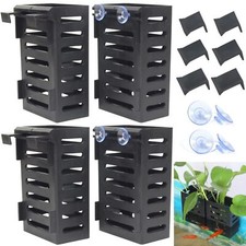 4 Pack Hanging Aquarium Plant Holder Fish Tank Plant Pot w/ Hooks Suction Cups