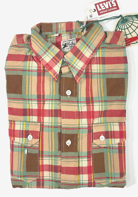Levi's Vintage Clothing LVC Rodeo Shirt - Brown Check Print Levis 100% Cotton