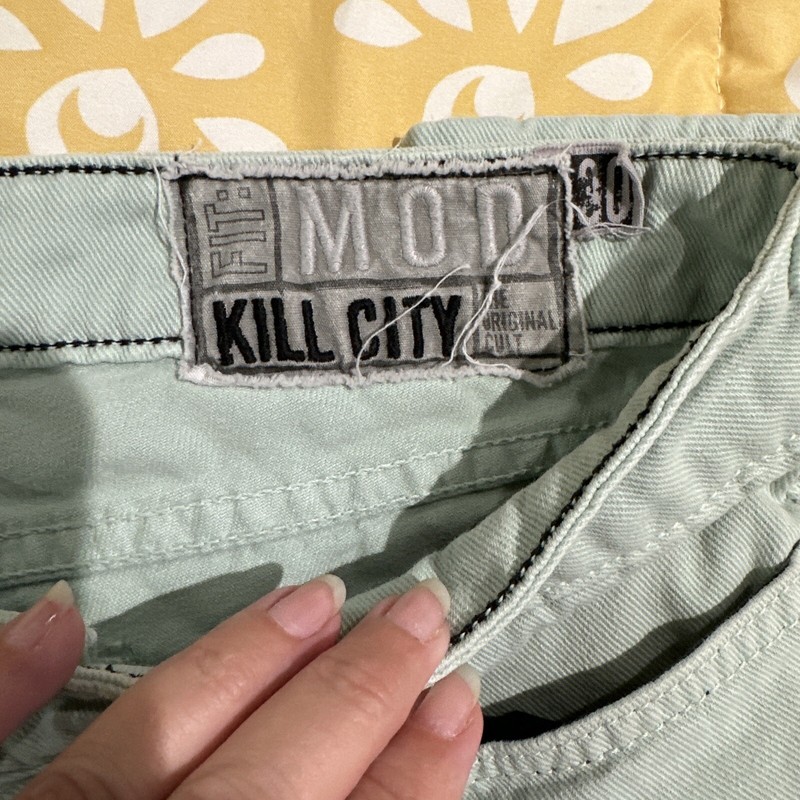 KILL CITY Mod Fit Mint Green Jeans 30