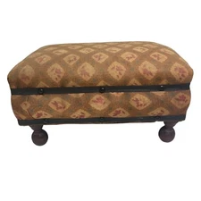 Antique Upholstered Foot Stool Ottoman THE STRAND STOOL 13-1/2" x 10-1/2"